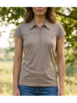 Polo Femme Mayflower Dusty1 Taupe - 100% Coton Flammé