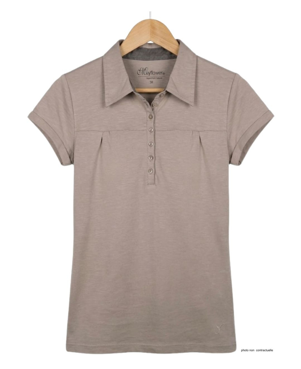 Polo Femme Mayflower Dusty1 Taupe - 100% Coton Flammé