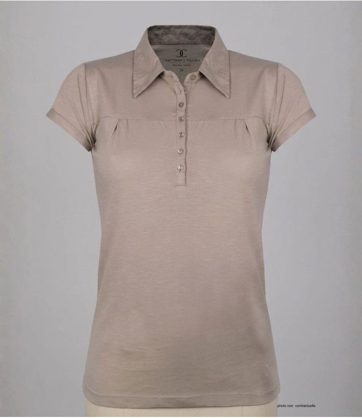 Polo Femme Mayflower Dusty1 Taupe - 100% Coton Flammé