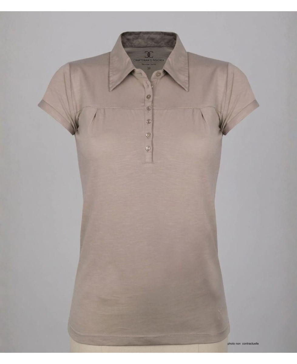 Polo Femme Mayflower Dusty1 Taupe - 100% Coton Flammé