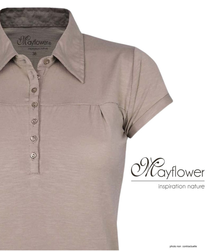 Polo Femme Mayflower Dusty1 Taupe - 100% Coton Flammé