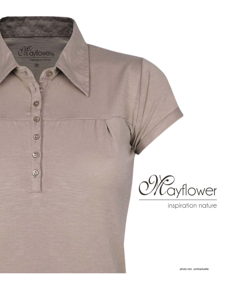 Polo Femme Mayflower Dusty1 Taupe - 100% Coton Flammé