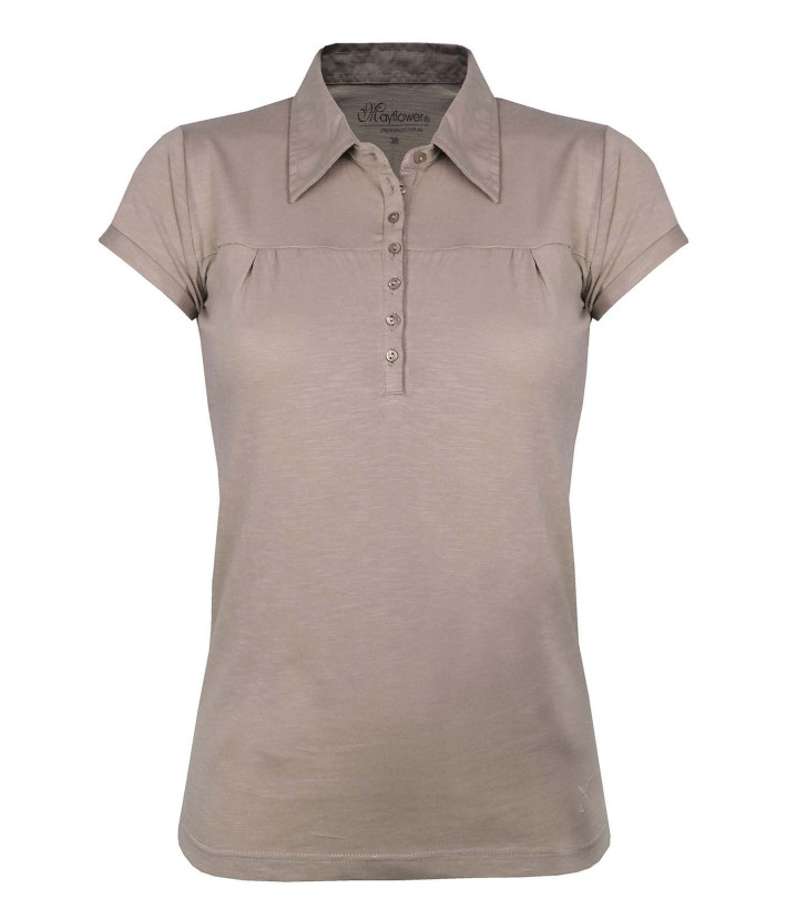 Polo Femme Mayflower Dusty1 Taupe - 100% Coton Flammé