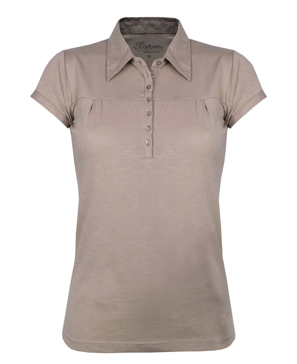 Polo Femme Mayflower Dusty1 Taupe - 100% Coton Flammé