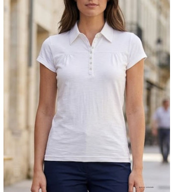 Polo Mayflower Dusty2 Blanc - 100% Coton Flammé Sans Poche