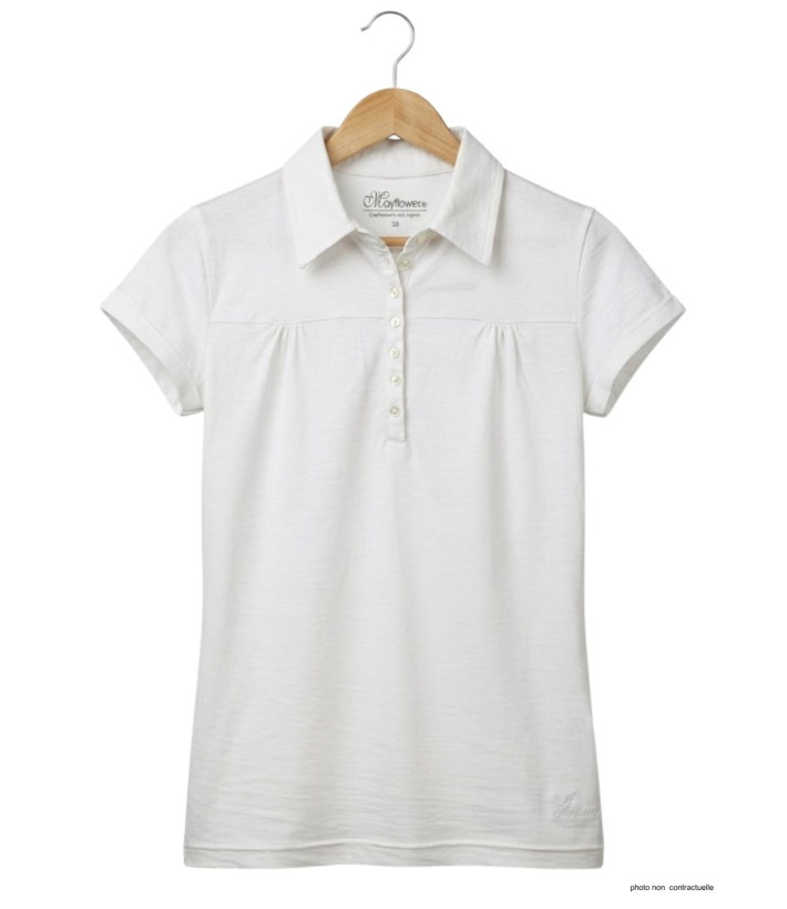 Polo Mayflower Dusty2 Blanc - 100% Coton Flammé Sans Poche