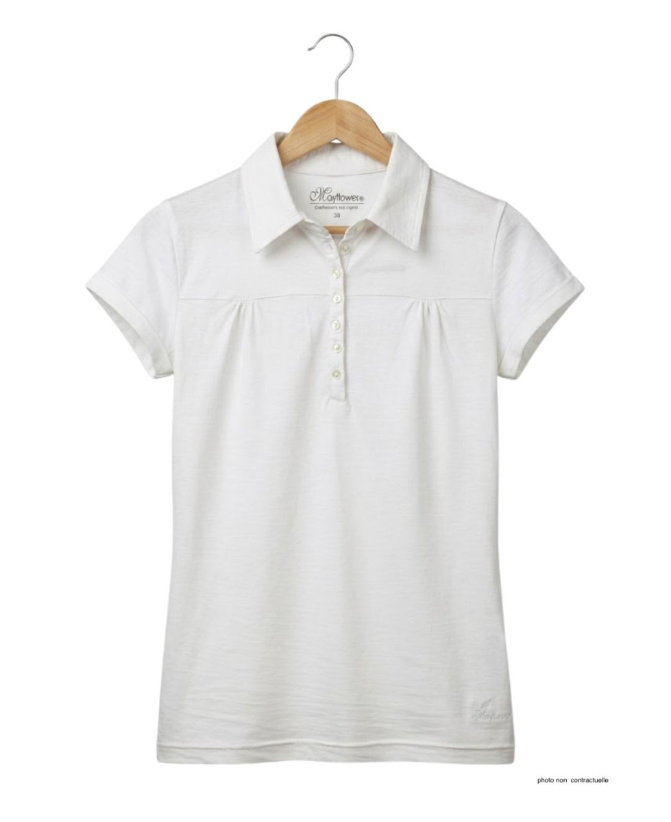 Polo Mayflower Dusty2 Blanc - 100% Coton Flammé Sans Poche