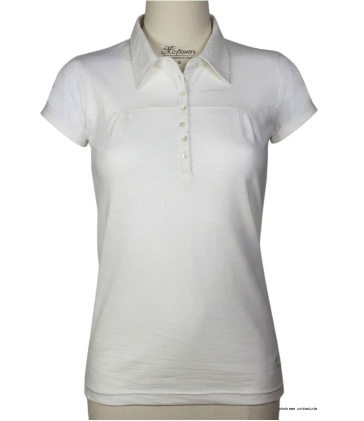 Polo Mayflower Dusty2 Blanc - 100% Coton Flammé Sans Poche