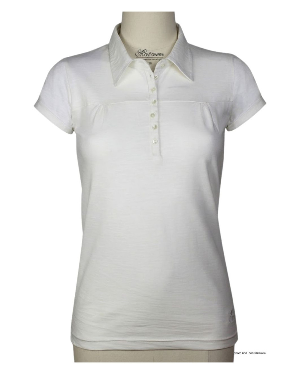Polo Mayflower Dusty2 Blanc - 100% Coton Flammé Sans Poche