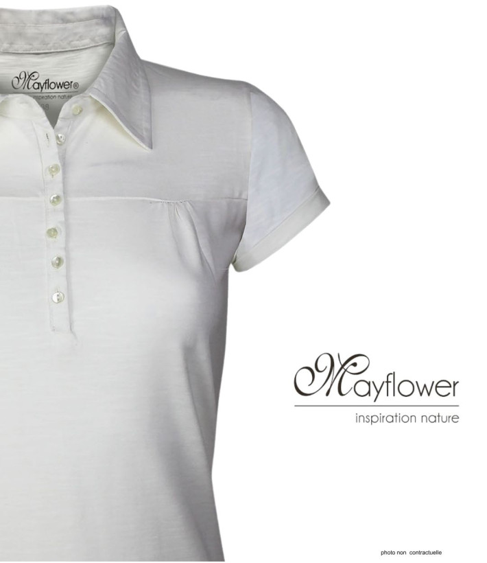Polo Mayflower Dusty2 Blanc - 100% Coton Flammé Sans Poche