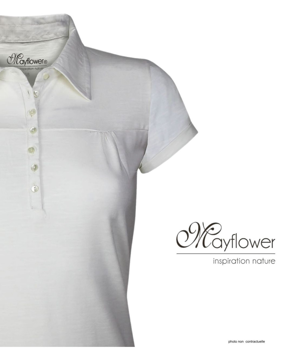 Polo Mayflower Dusty2 Blanc - 100% Coton Flammé Sans Poche