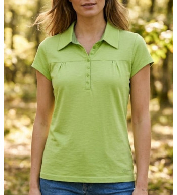 Polo Mayflower Dusty3 Vert Anis - 100% Coton Flammé