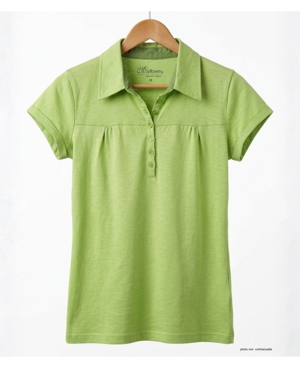 Polo Mayflower Dusty3 Vert Anis - 100% Coton Flammé