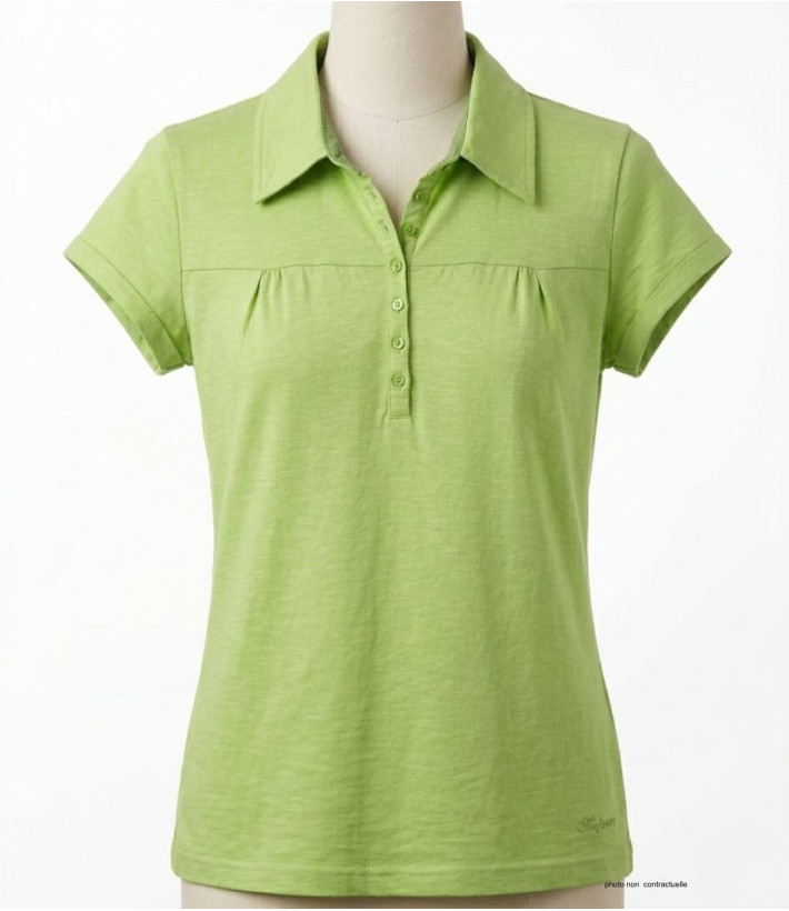 Polo Mayflower Dusty3 Vert Anis - 100% Coton Flammé