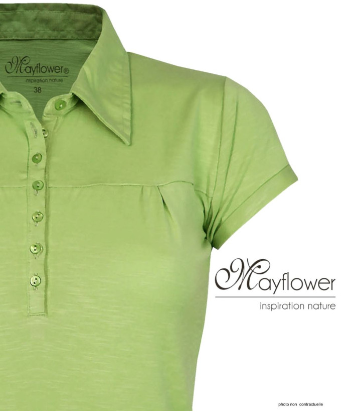 Polo Mayflower Dusty3 Vert Anis - 100% Coton Flammé