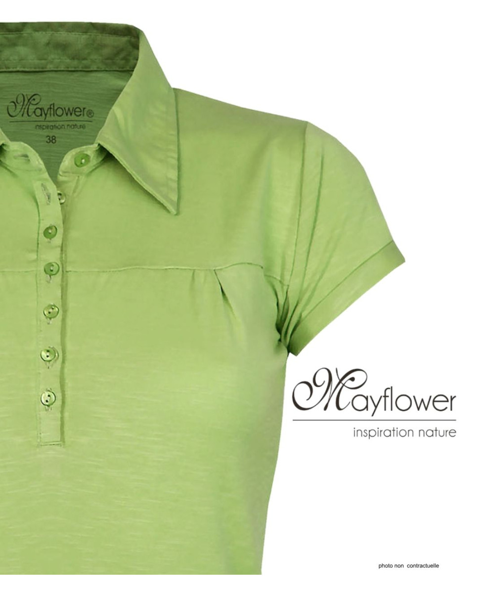 Polo Mayflower Dusty3 Vert Anis - 100% Coton Flammé