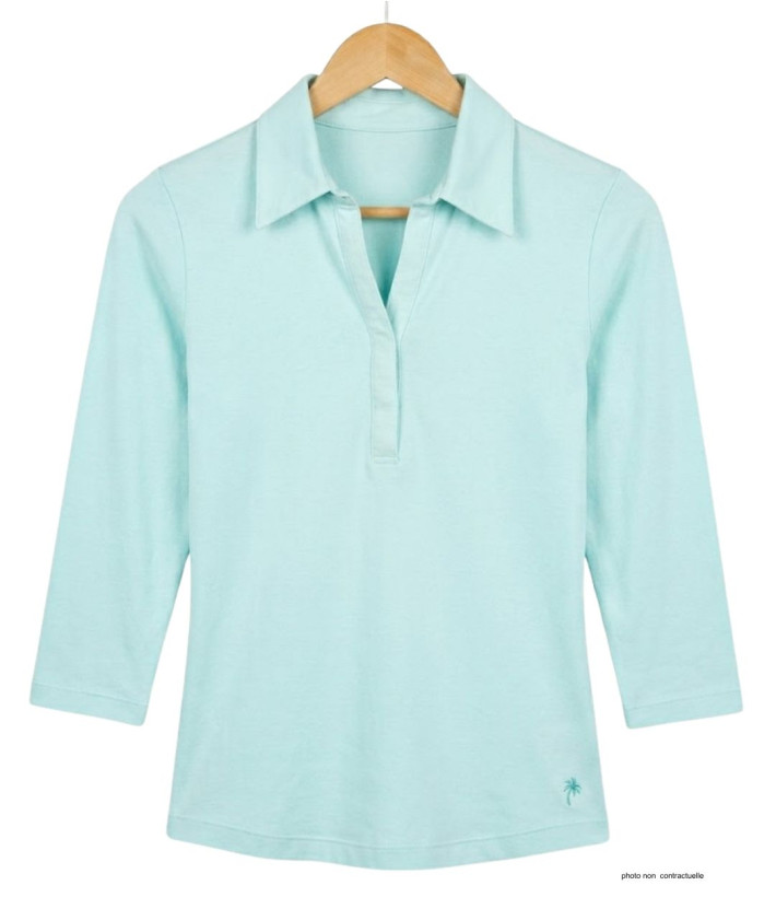 Polo MAYFLOWER KF268L Femme Bleu Clair | Coton & Coupe Chic