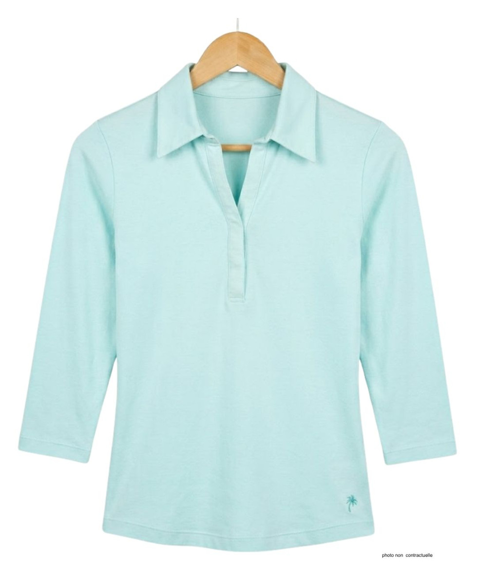 Polo MAYFLOWER KF268L Femme Bleu Clair | Coton & Coupe Chic