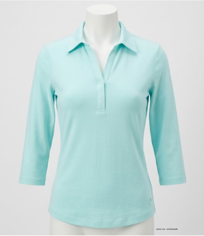 Polo MAYFLOWER KF268L Femme Bleu Clair | Coton & Coupe Chic