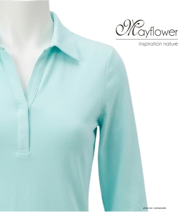 Polo MAYFLOWER KF268L Femme Bleu Clair | Coton & Coupe Chic