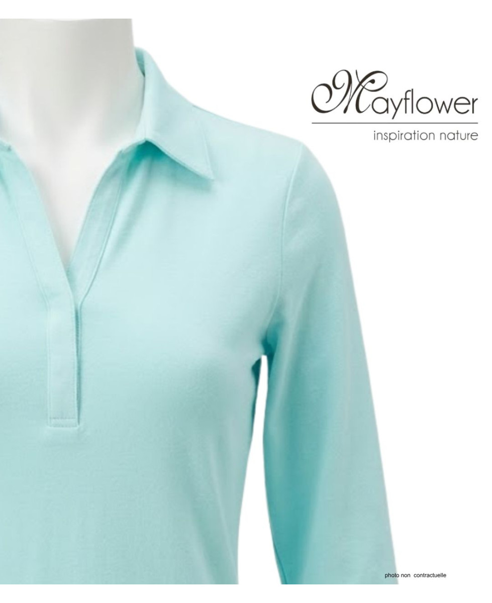 Polo MAYFLOWER KF268L Femme Bleu Clair | Coton & Coupe Chic