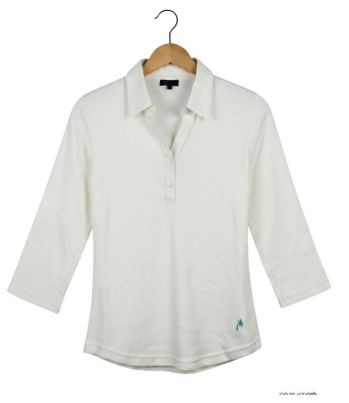 Polo Femme MAYFLOWER KF268L Blanc Manches 3/4 | 100% Coton