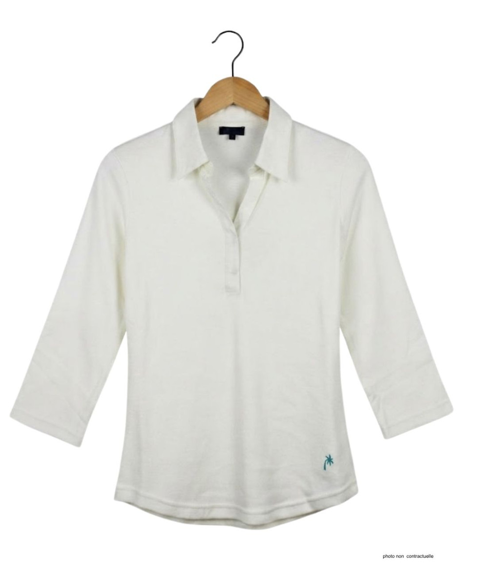 Polo Femme MAYFLOWER KF268L Blanc Manches 3/4 | 100% Coton
