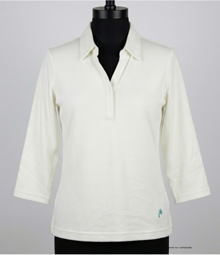 Polo Femme MAYFLOWER KF268L Blanc Manches 3/4 | 100% Coton