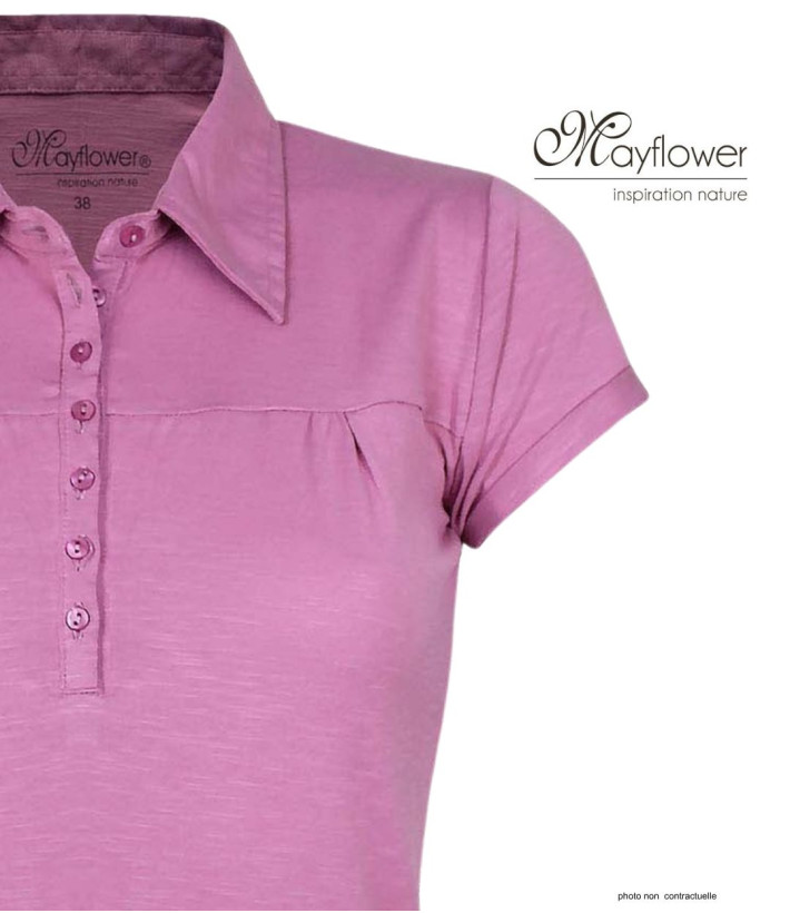 Polo Femme MAYFLOWER DUSTY4 Mauve | Fronces & Col V Chic