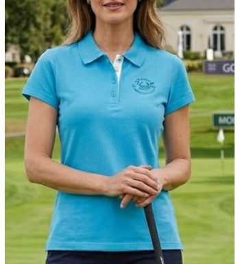 Polo Femme MAYFLOWER LEONOR1 Bleu | Maille Piquée & Broderie