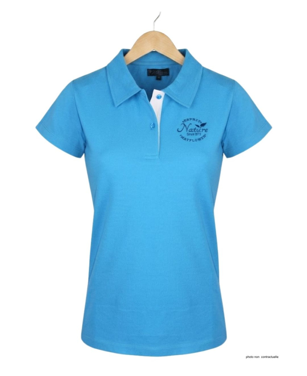 Polo Femme MAYFLOWER LEONOR1 Bleu | Maille Piquée & Broderie