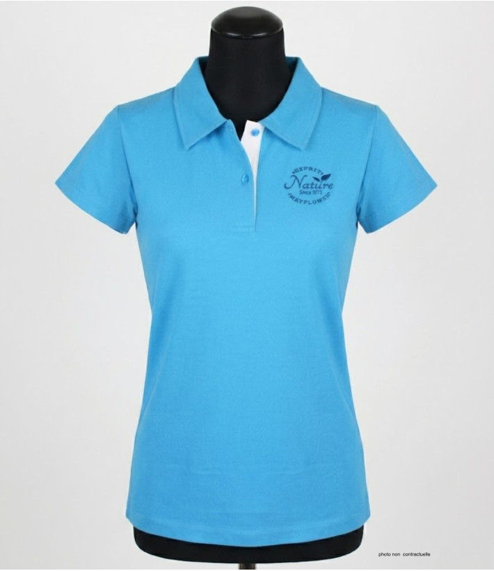 Polo Femme MAYFLOWER LEONOR1 Bleu | Maille Piquée & Broderie