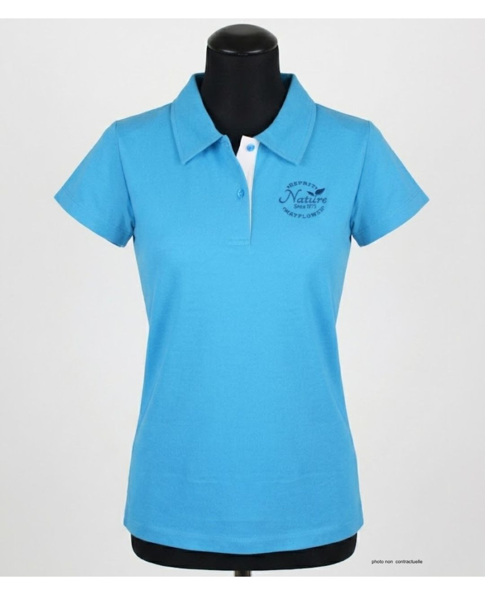 Polo Femme MAYFLOWER LEONOR1 Bleu | Maille Piquée & Broderie