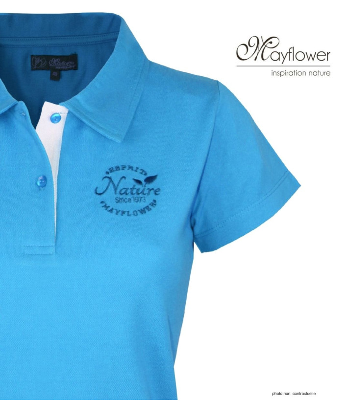 Polo Femme MAYFLOWER LEONOR1 Bleu | Maille Piquée & Broderie