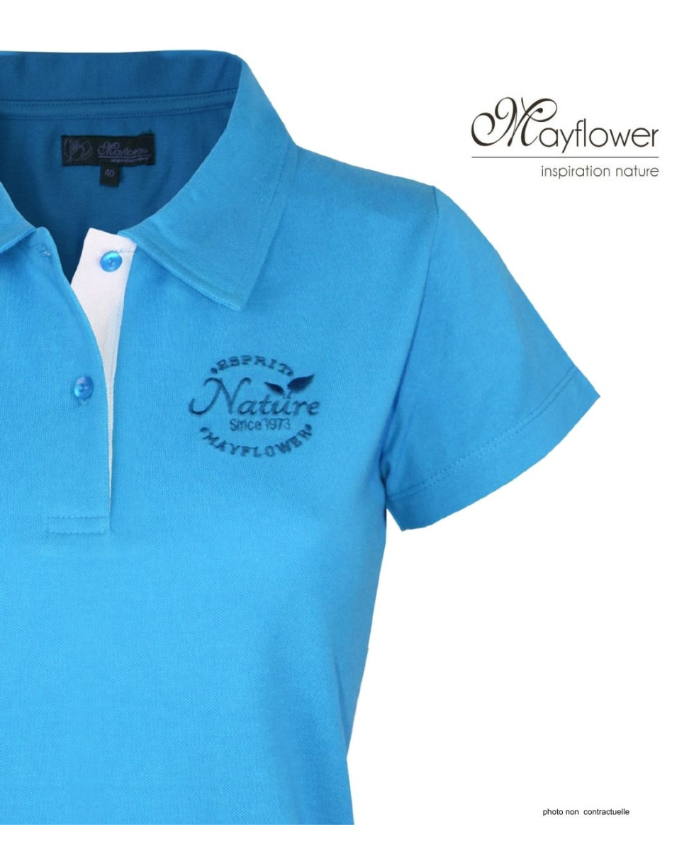 Polo Femme MAYFLOWER LEONOR1 Bleu | Maille Piquée & Broderie