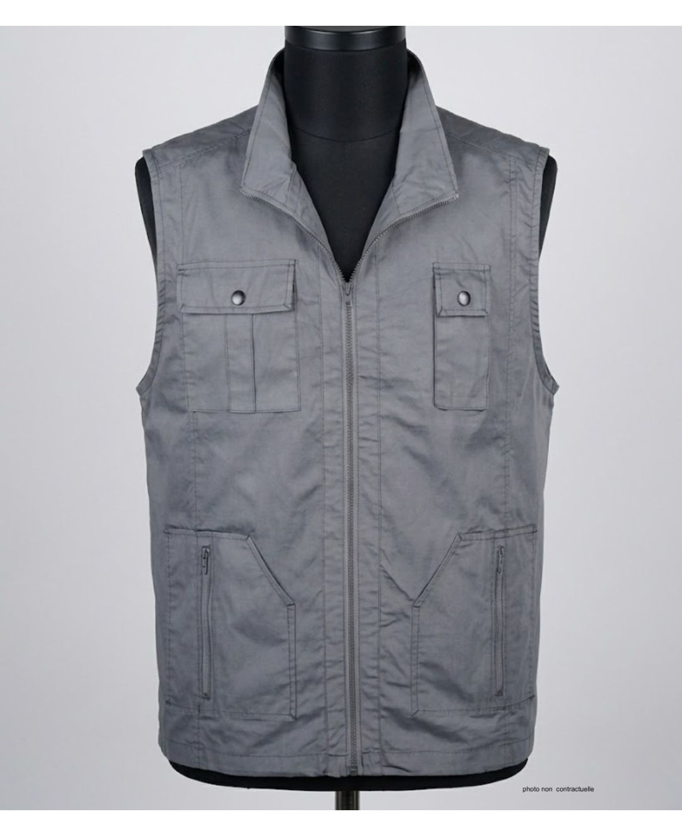 Gilet Homme MAYFLOWER SE1022G Gris | 100% Coton Multipoches