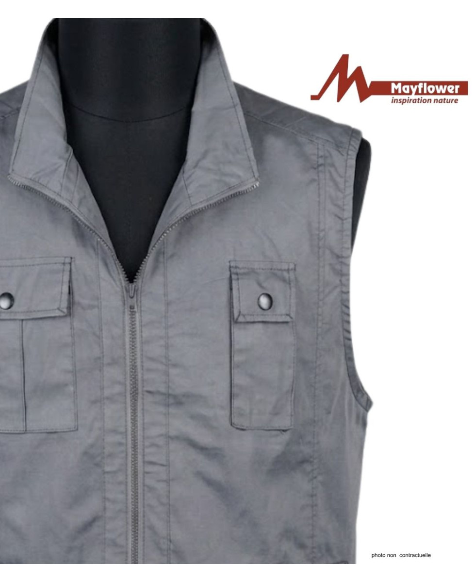 Gilet Homme MAYFLOWER SE1022G Gris | 100% Coton Multipoches