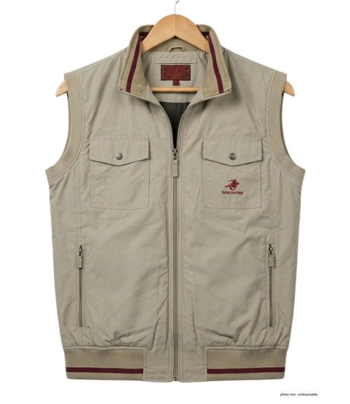 WINCHESTER WE1213B : Gilet sans manches beige ou bordeaux