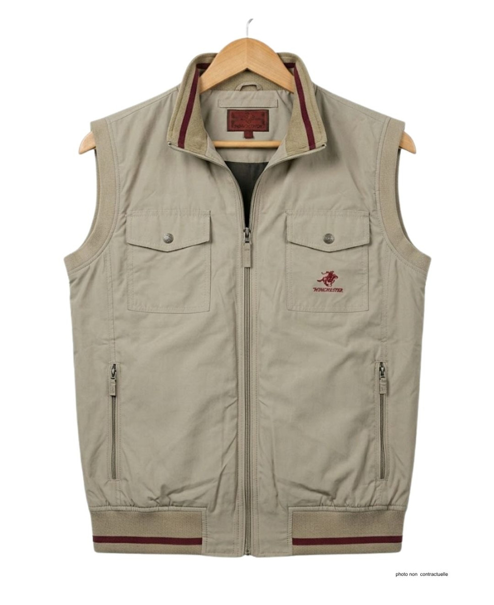 WINCHESTER WE1213B : Gilet sans manches beige ou bordeaux