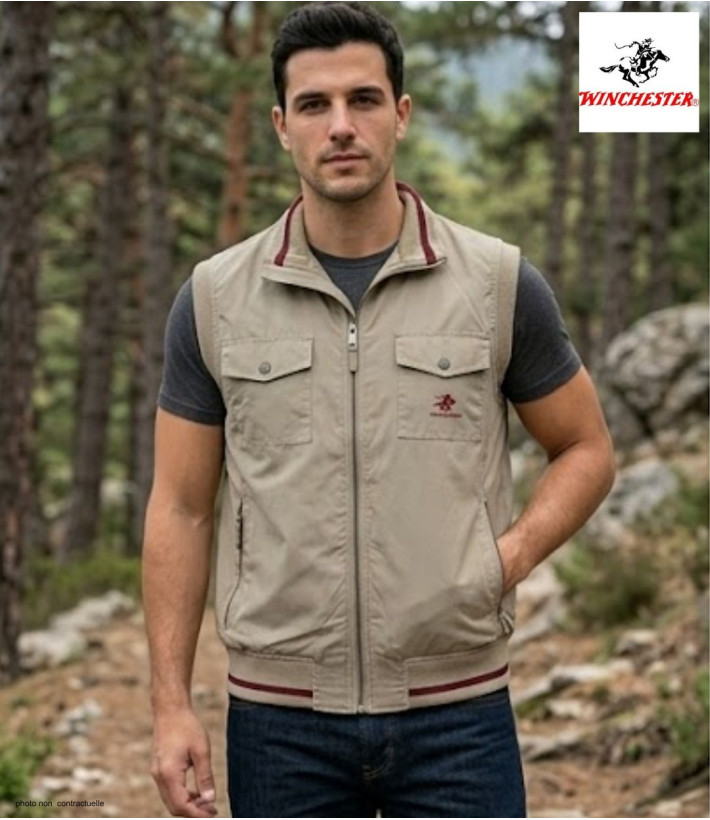 WINCHESTER WE1213B : Gilet sans manches beige ou bordeaux