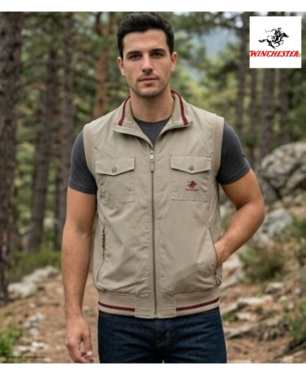 WINCHESTER WE1213B : Gilet sans manches beige ou bordeaux