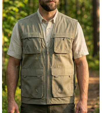 Gilet sans manches multipoches MAYFLOWER modèle 818063U001 en 100% coton coloris beige.