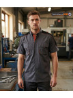 TERRATREND 3107GN : Chemise manches courtes Gris/Noir/Orange
