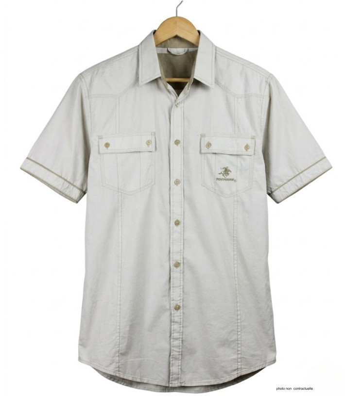 WINCHESTER TABLOE : Chemise manches courtes 100% Coton Beige