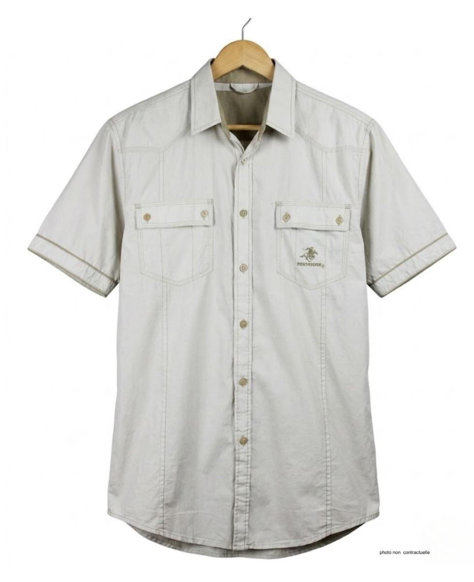 WINCHESTER TABLOE : Chemise manches courtes 100% Coton Beige