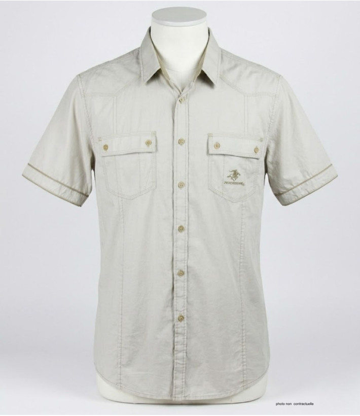 WINCHESTER TABLOE : Chemise manches courtes 100% Coton Beige