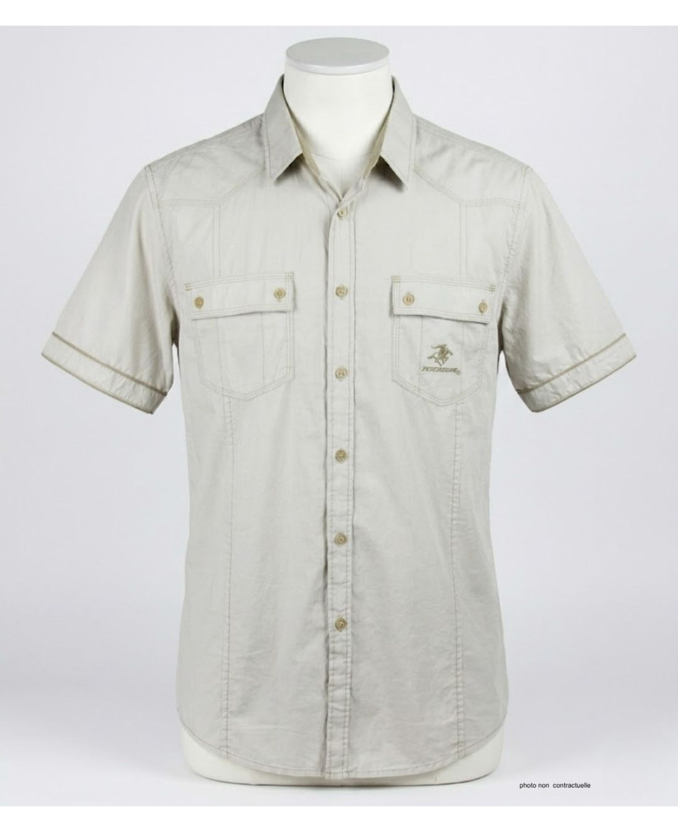 WINCHESTER TABLOE : Chemise manches courtes 100% Coton Beige
