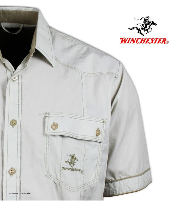WINCHESTER TABLOE : Chemise manches courtes 100% Coton Beige
