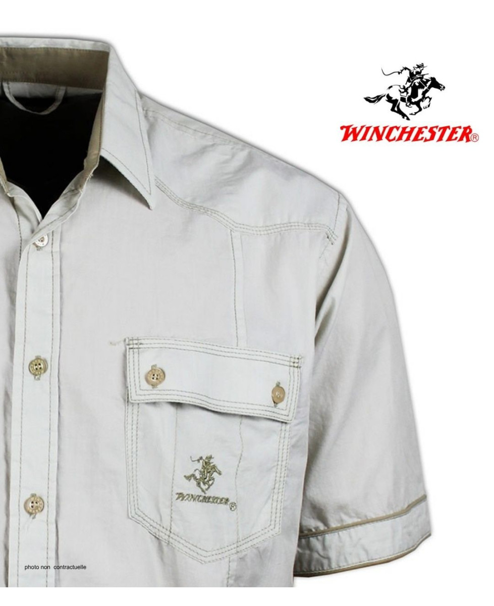 WINCHESTER TABLOE : Chemise manches courtes 100% Coton Beige
