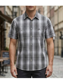 Winchester WE1215E - Chemise Carreaux Coton Fils Teints Beige